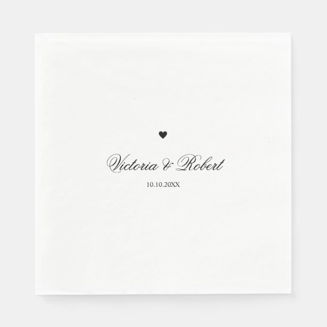 Personalisiertes Skript Schwarz-Weiß-Herz Serviette (Vorderseite)