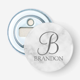 Personalisiertes Skriptmonogramm und Name aus weiß Flaschenöffner