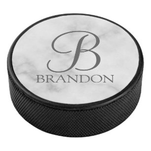 Personalisiertes Skriptmonogramm und Name Eishockey Puck
