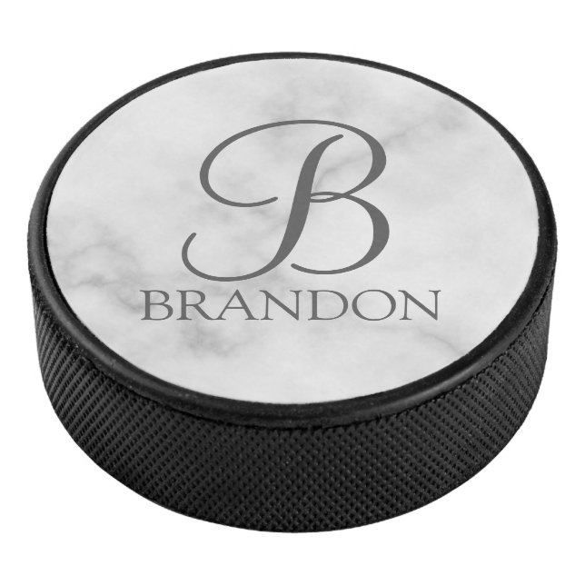 Personalisiertes Skriptmonogramm und Name Eishockey Puck (3/4)