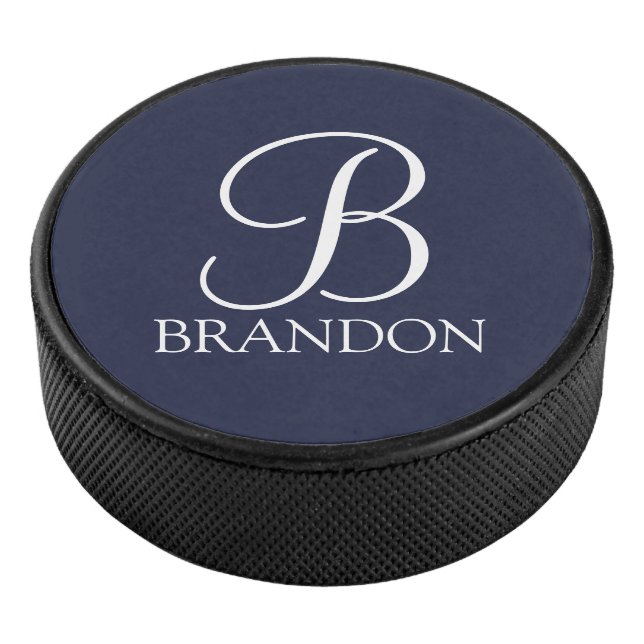 Personalisiertes Skriptmonogramm und Name Eishockey Puck (3/4)