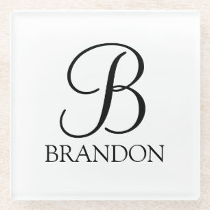 Personalisiertes Skriptmonogramm und Name Glasuntersetzer