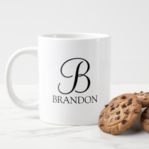 Personalisiertes Skriptmonogramm und Name Jumbo-Tasse