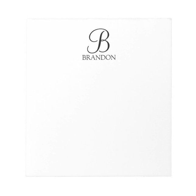 Personalisiertes Skriptmonogramm und Name Notepad Notizblock (Vorderseite)