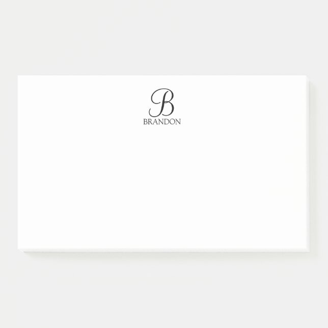 Personalisiertes Skriptmonogramm und Name Notepad Post-it Klebezettel (Vorderseite)