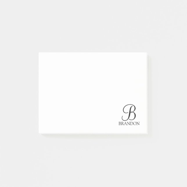 Personalisiertes Skriptmonogramm und Name Notepad Post-it Klebezettel (Vorderseite)