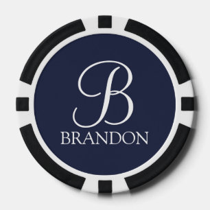 Personalisiertes Skriptmonogramm und Name Pokerchips