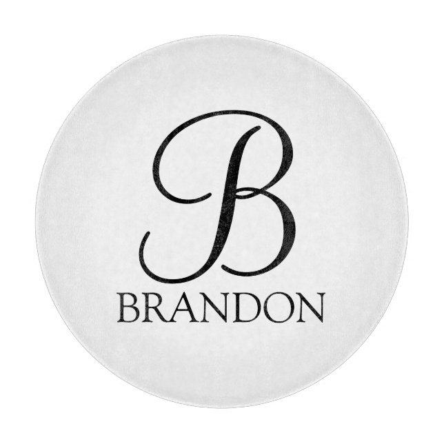 Personalisiertes Skriptmonogramm und Name Schneidebrett (Vorderseite)