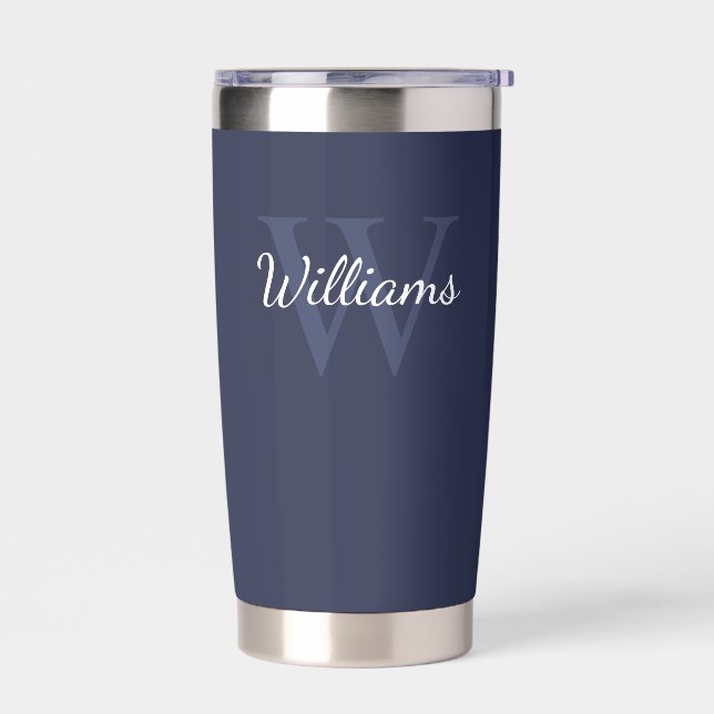 Personalisiertes Skriptmonogramm und Name Thermobecher (Links)