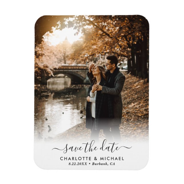 Personalisiertes SkriptWedding-Foto Save the Date Magnet (Vertikal)