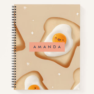 Personalisiertes Smiley Toast- und Eiermuster Notizbuch