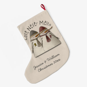 Personalisiertes Snow Couple (2 Seiten) Großer Weihnachtsstrumpf