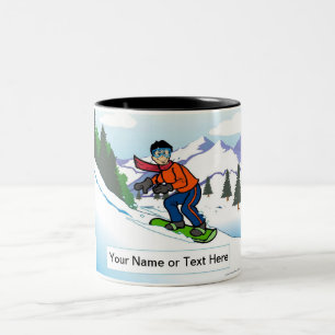 Personalisiertes Snowboarden - Männlicher Cartoon Zweifarbige Tasse