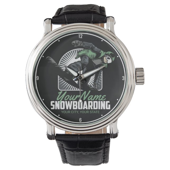 Personalisiertes Snowboarden-Schneefräßchen Armbanduhr (Vorderseite)