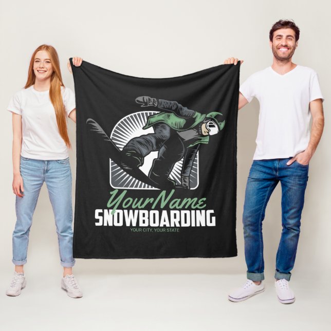 Personalisiertes Snowboarden-Schneefräßchen Fleecedecke (Beispiel)