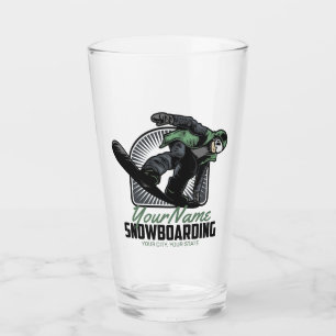 Personalisiertes Snowboarden-Schneefräßchen  Glas