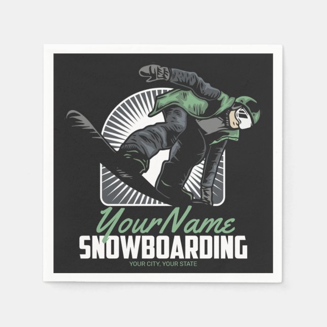 Personalisiertes Snowboarden-Schneefräßchen Serviette (Vorderseite)