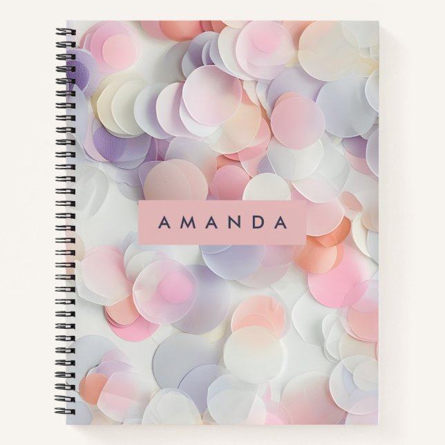 Personalisiertes Soft Pastel Konfetti Design Notizbuch (Vorderseite)