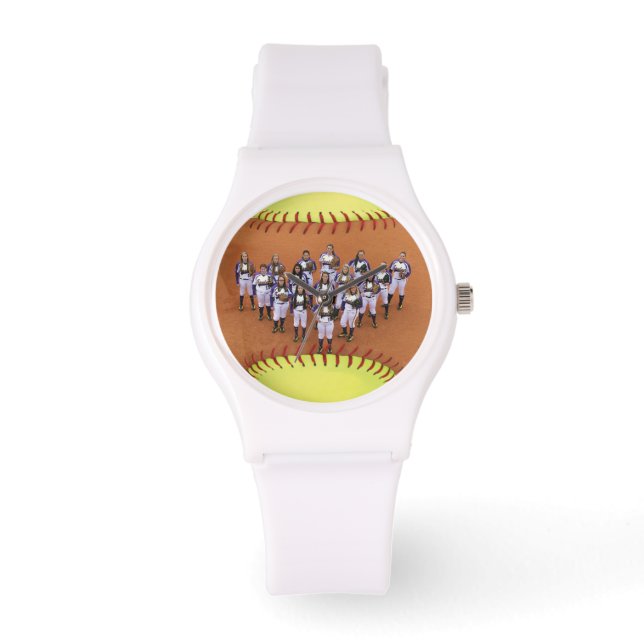 Personalisiertes Softball-Foto Armbanduhr (Vorderseite)