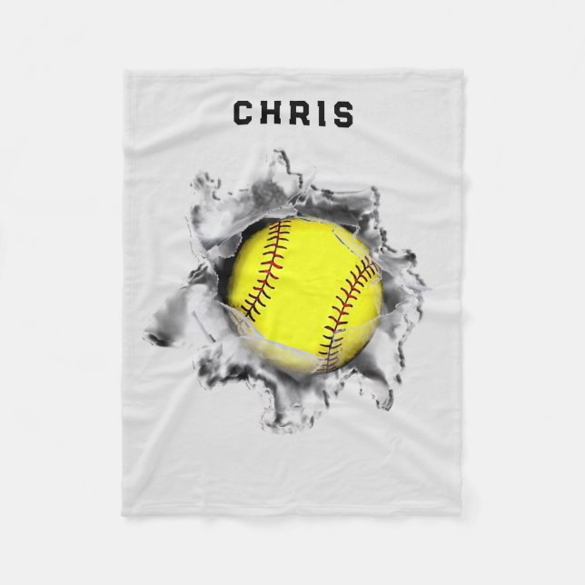 Personalisiertes Softball-Geschenk Fleecedecke (Vorderseite)