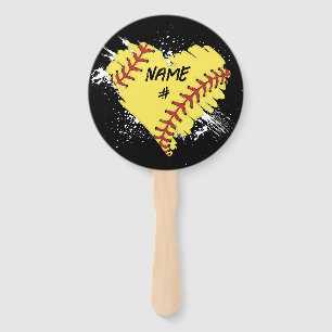 Personalisiertes Softball Herz Set von Handfans Fächer