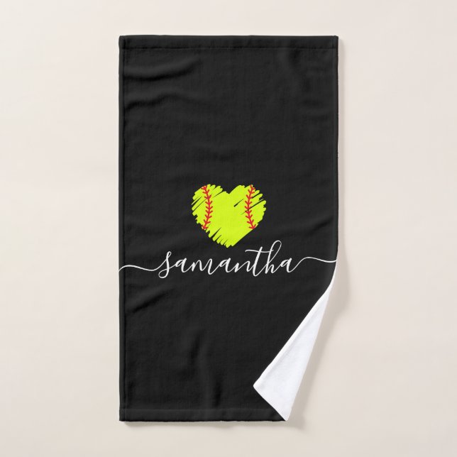 Personalisiertes Softball-Script Monogram Handtuch (Handtuch)