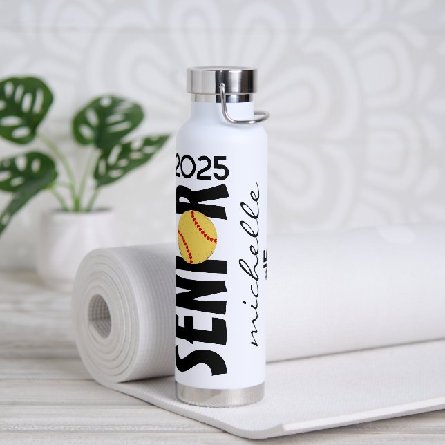Personalisiertes Softball Senior Abschluss Trinkflasche (Yoga)