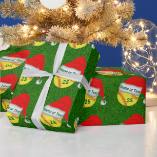 Personalisiertes, Softball Weihnachtswrapping Pape Geschenkpapier
