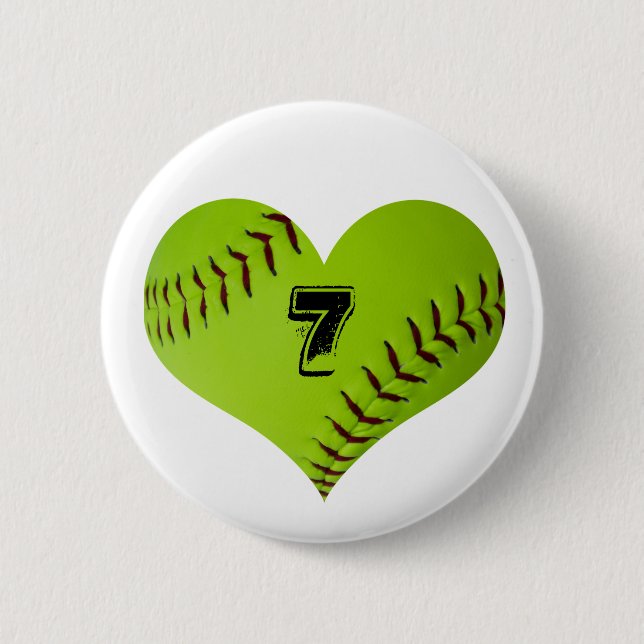 Personalisiertes Softballherz Button (Vorderseite)