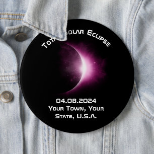 Personalisiertes Solar Eclipse Button 2024 Zurück 