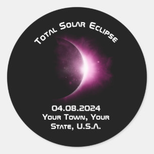 Personalisiertes Solar Eclipse Button 2024 Zurück  Runder Aufkleber