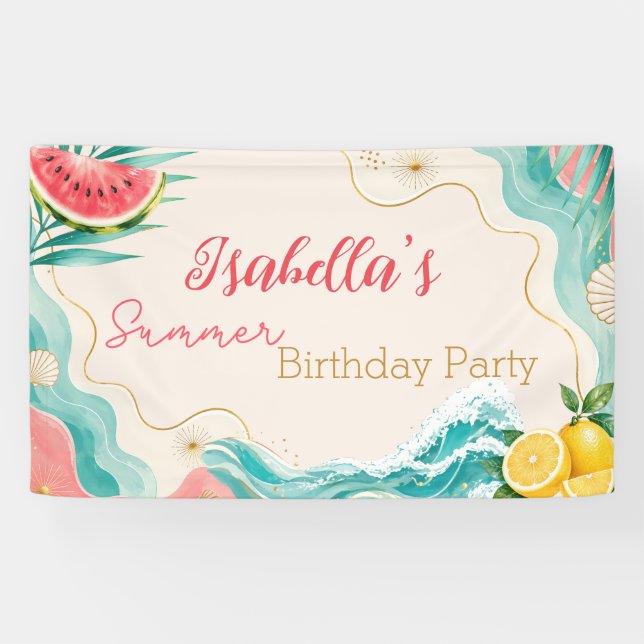 Personalisiertes Sommer-Geburtstagsbanner Banner (Horizontal)