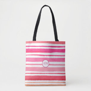 Personalisiertes Sommer-Pink-Streifiges Monogramm