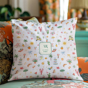 Personalisiertes Sommer-Wasserfarben-Monogramm Kissen