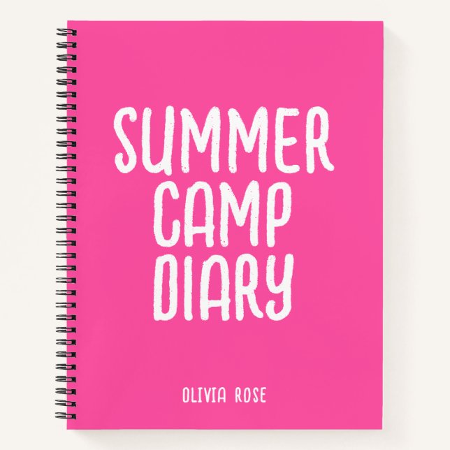 Personalisiertes Sommercamp-Tagebuch in Rosa  Notizbuch (Vorderseite)