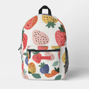 Personalisiertes Sommerfarbenfrohes Erdbeermuster Bedruckter Rucksack