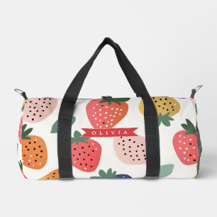Personalisiertes Sommerfarbenfrohes Erdbeermuster Duffle Bag
