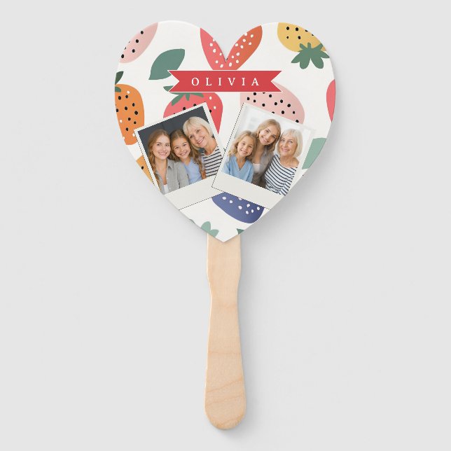 Personalisiertes Sommerfarbenfrohes Erdbeermuster Fächer (Vorderseite)