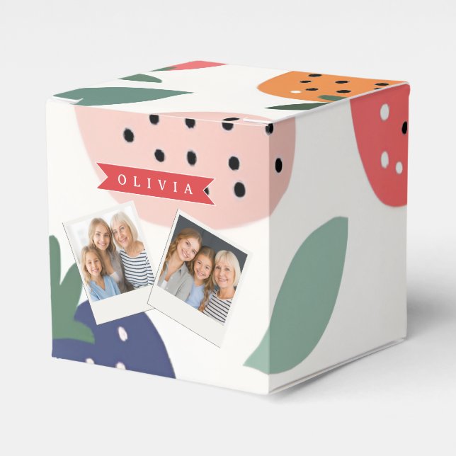 Personalisiertes Sommerfarbenfrohes Erdbeermuster Geschenkschachtel (Vorderseite)