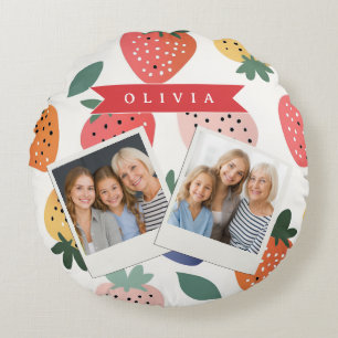 Personalisiertes Sommerfarbenfrohes Erdbeermuster Rundes Kissen