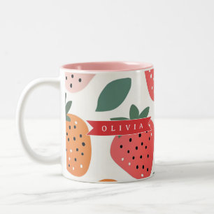 Personalisiertes Sommerfarbenfrohes Erdbeermuster Zweifarbige Tasse
