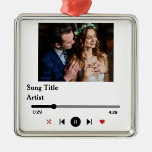 Personalisiertes Song Texte Foto für das Paar Ornament Aus Metall