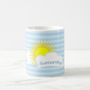 Personalisiertes Sonne und Wolken mit Streifen Wet Tasse