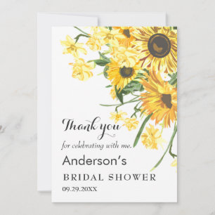 Personalisiertes Sonnenblumen-Aquarell-Brautabschi Dankeskarte