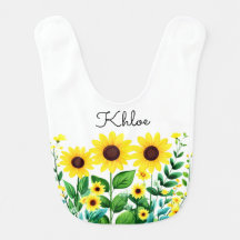Personalisiertes Sonnenblumen-Babylätzchen mit Ihr