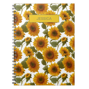 Personalisiertes Sonnenblumen-Blüten-Blumenmuster Notizblock