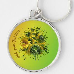 Personalisiertes Sonnenblumen-Gelb-Grün-Verlaufs-S Schlüsselanhänger
