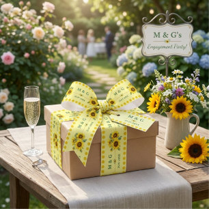 Personalisiertes Sonnenblumen-Gelb-Monogramm-Hochz Satinband