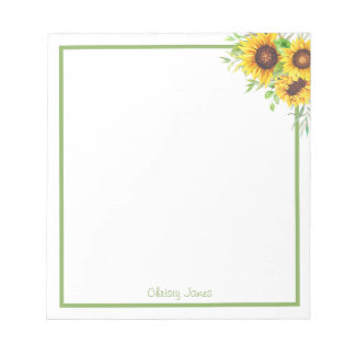 Personalisiertes Sonnenblumen-Notizbuch Notizblock