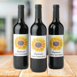 Personalisiertes Sonnenblumen-Weinetikett Weinetikett